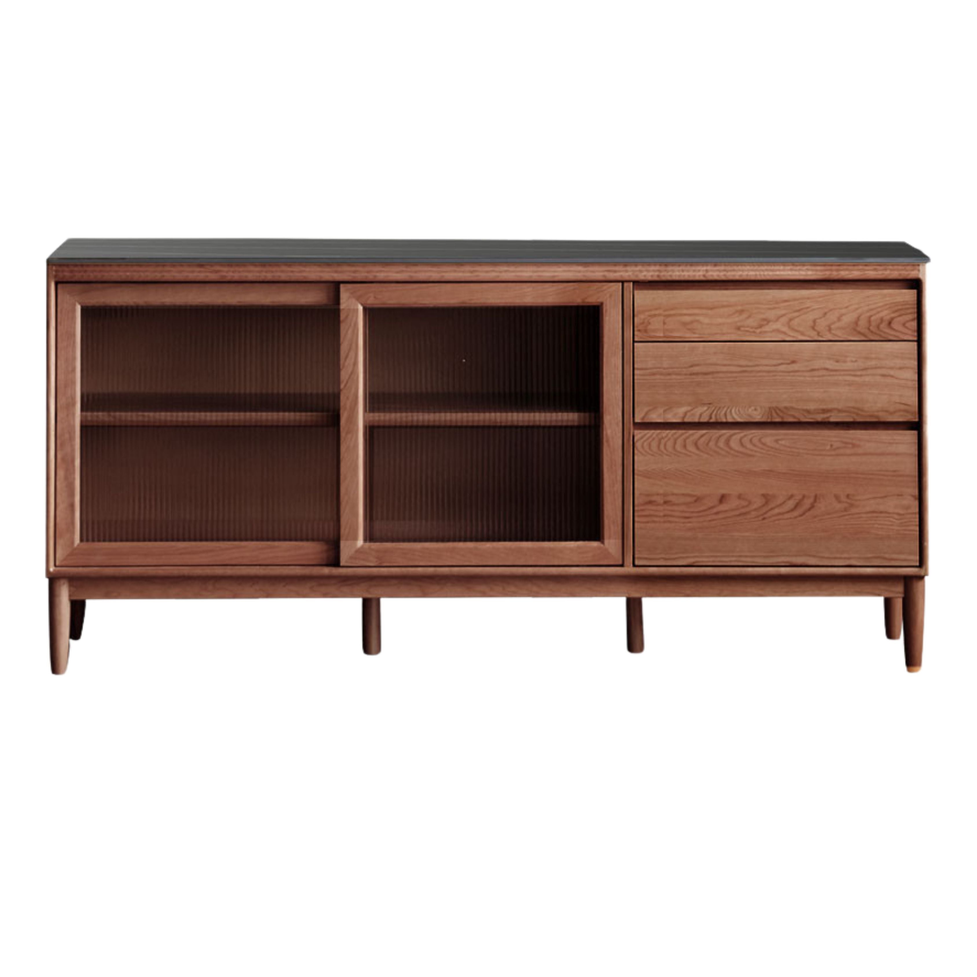 Black Walnut, Oak Solid Wood Rock Board Sideboard