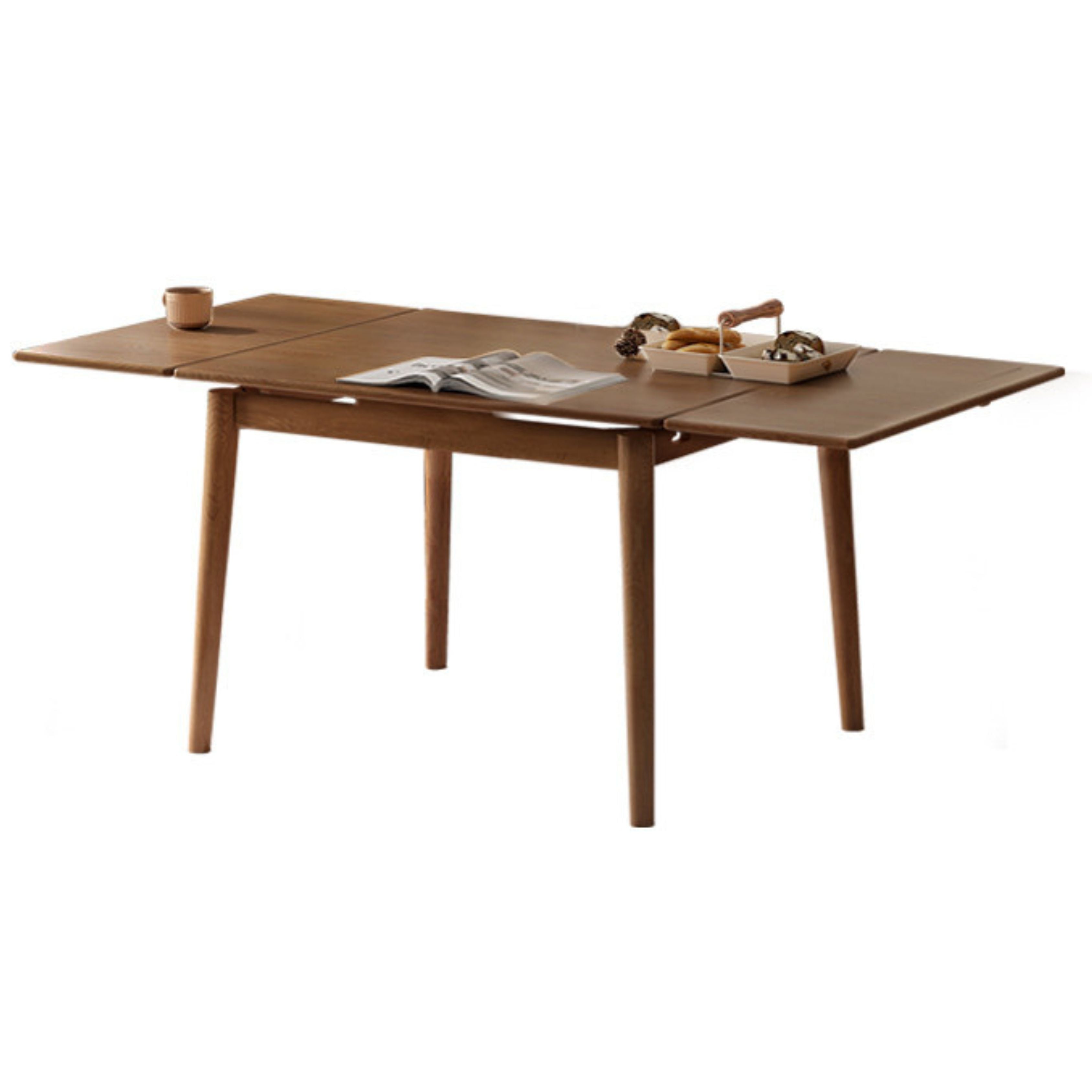 Oak Solid Wood Retractable Dining Table Large Tabletop