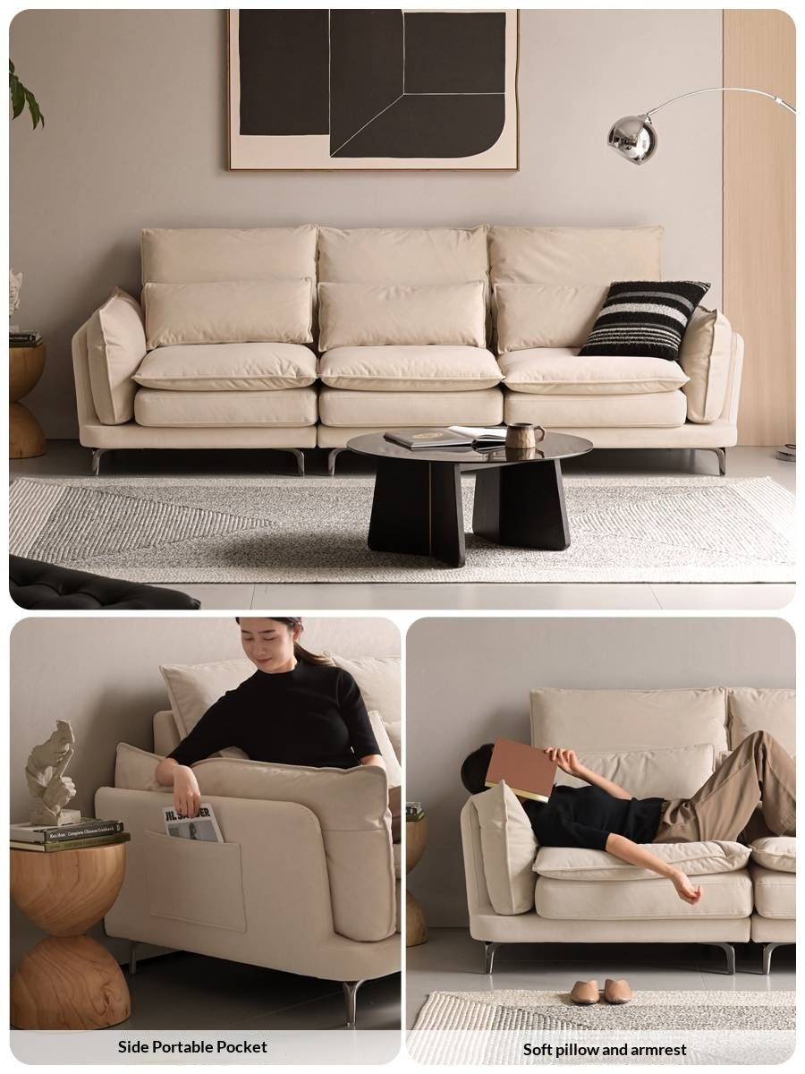 High-Back Modern Fabric Sofa with Scratch-Resistant Upholstery