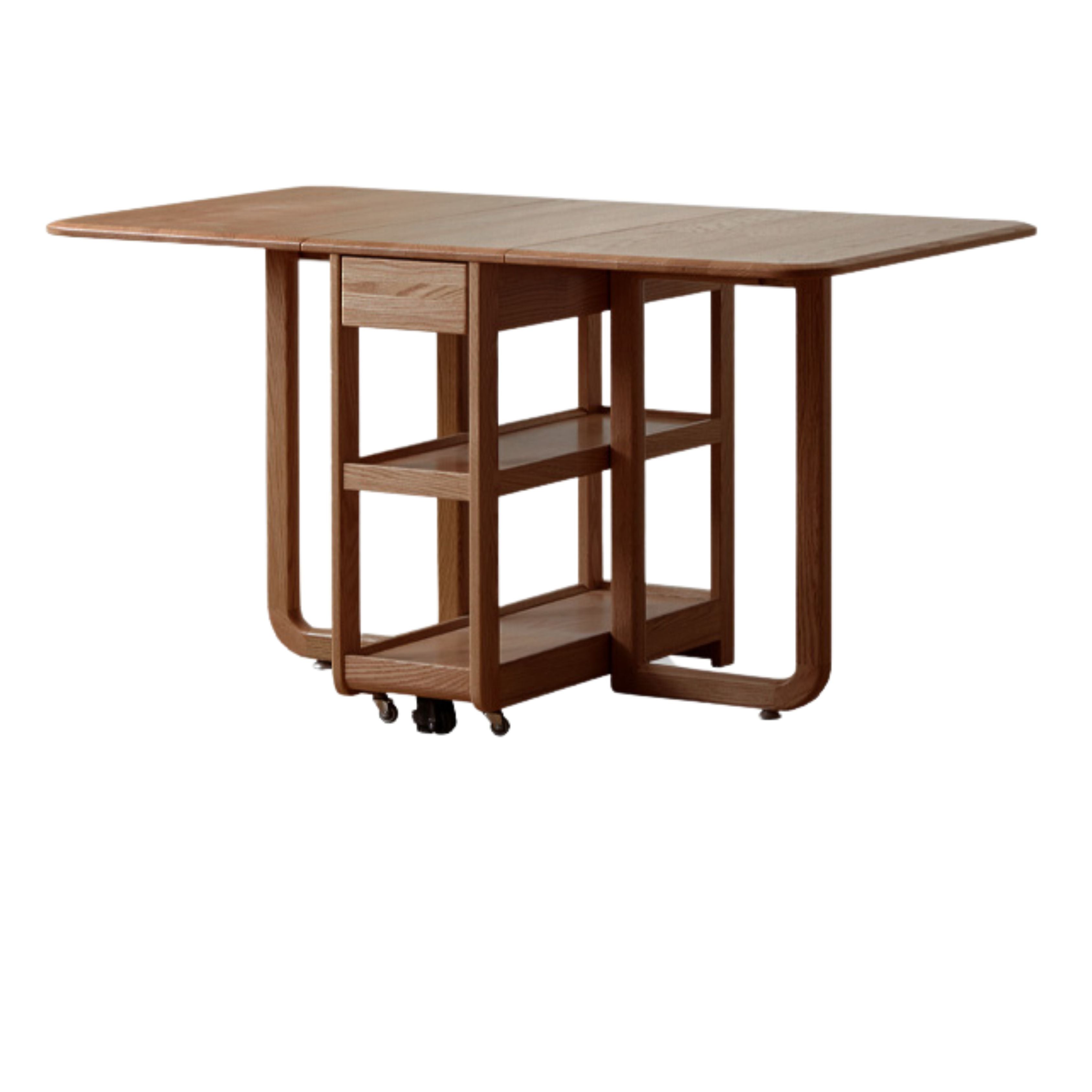 Oak Solid Wood Folding Multi-Functional Storage Telescopic Dining Table