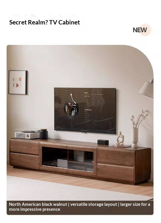 Black Walnut, Sandalwood, Ash Solid Wood Floor TV Cabinet.