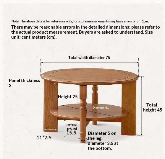 Cherry Solid Wood Coffee Table with French Retro Design