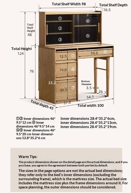 Ash Solid Wood Modern Multifunctional Vanity Table