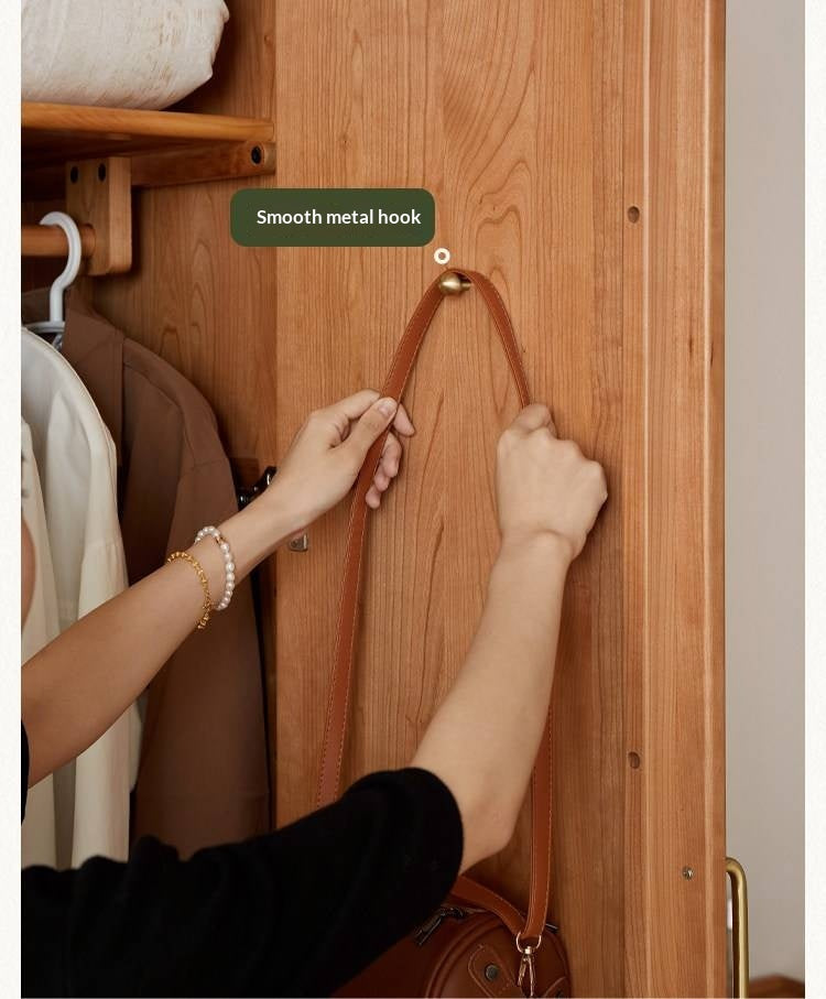 Cherry Solid Wood Wardrobe with Soft Modern Proportions