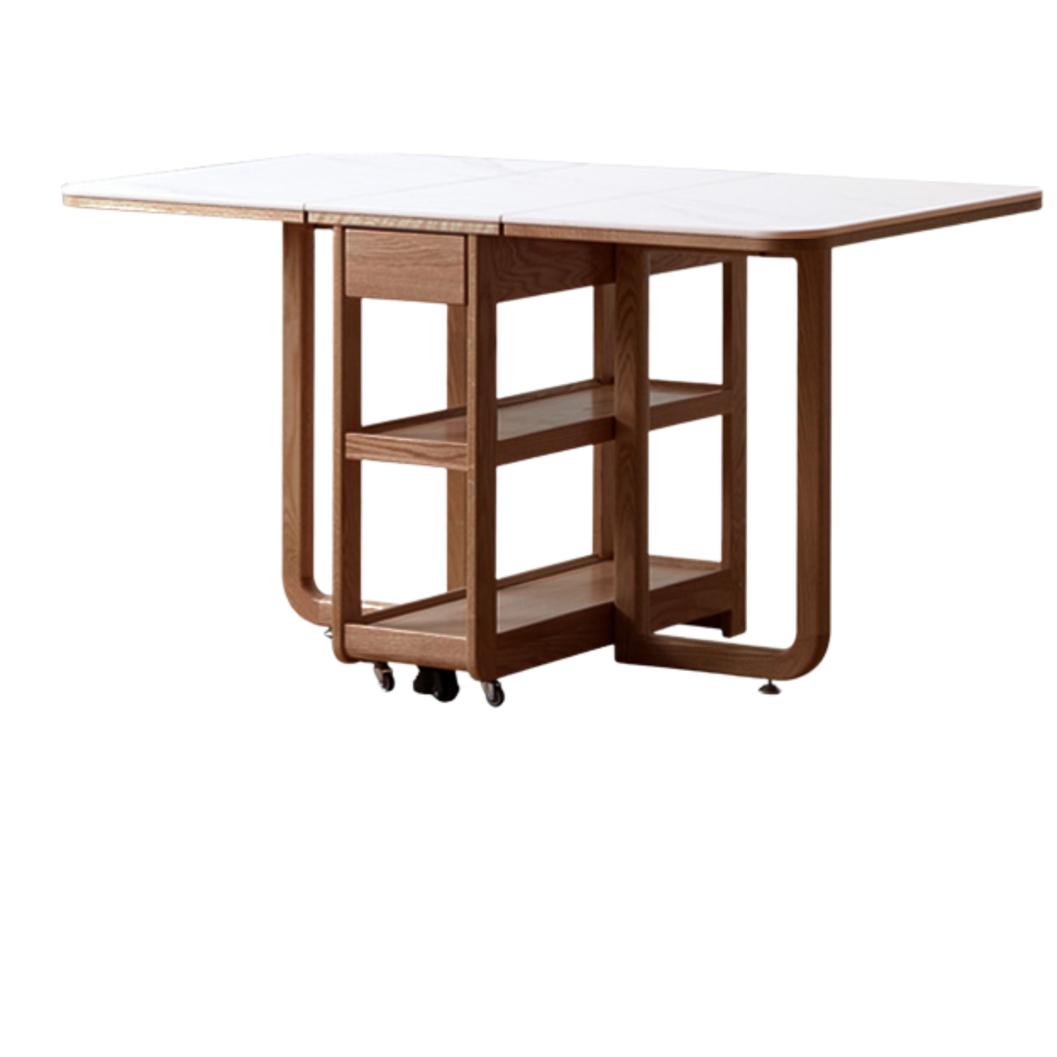 Oak Solid Wood Folding Multi-Functional Storage Telescopic Dining Table