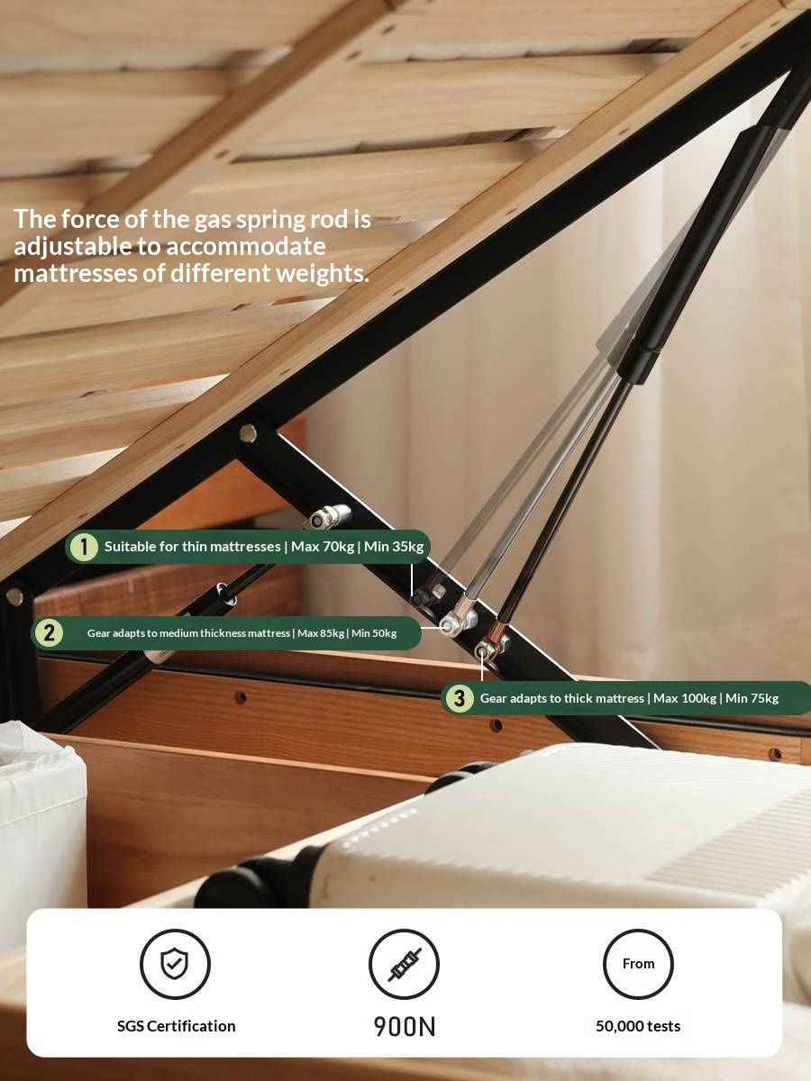 Cherry Solid Wood Modern Minimalist Storage Box Bed with Suspension Design