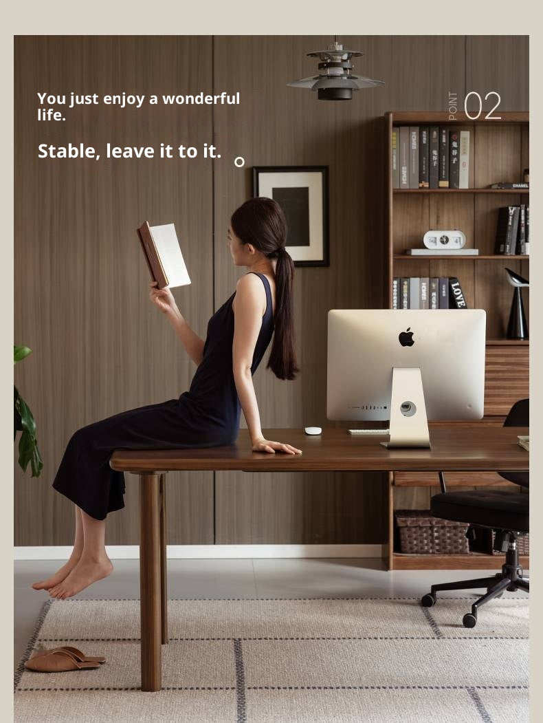 Black Walnut Solid Wood Modern Office Desk