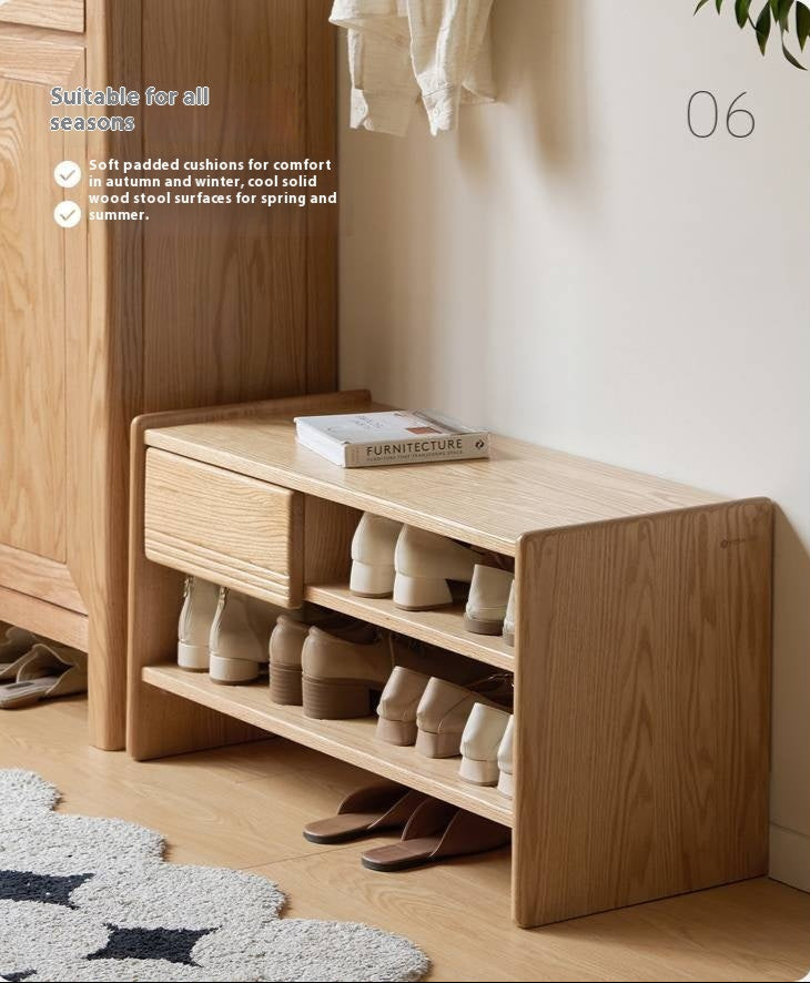 Oak Solid Wood Shoe Changing Stool