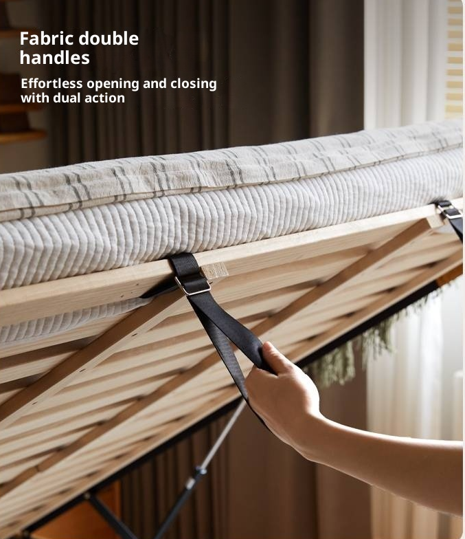 Oak Solid Wood Modern Minimalist Multifunctional with Light Box Bed