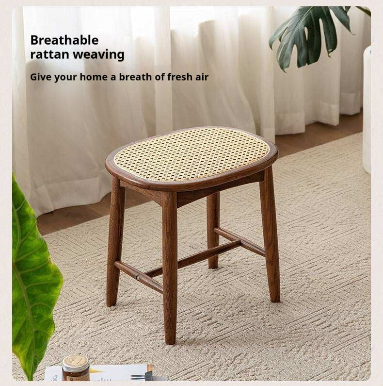 Black Walnut, Oak Solid Wood Modern Makeup Stool