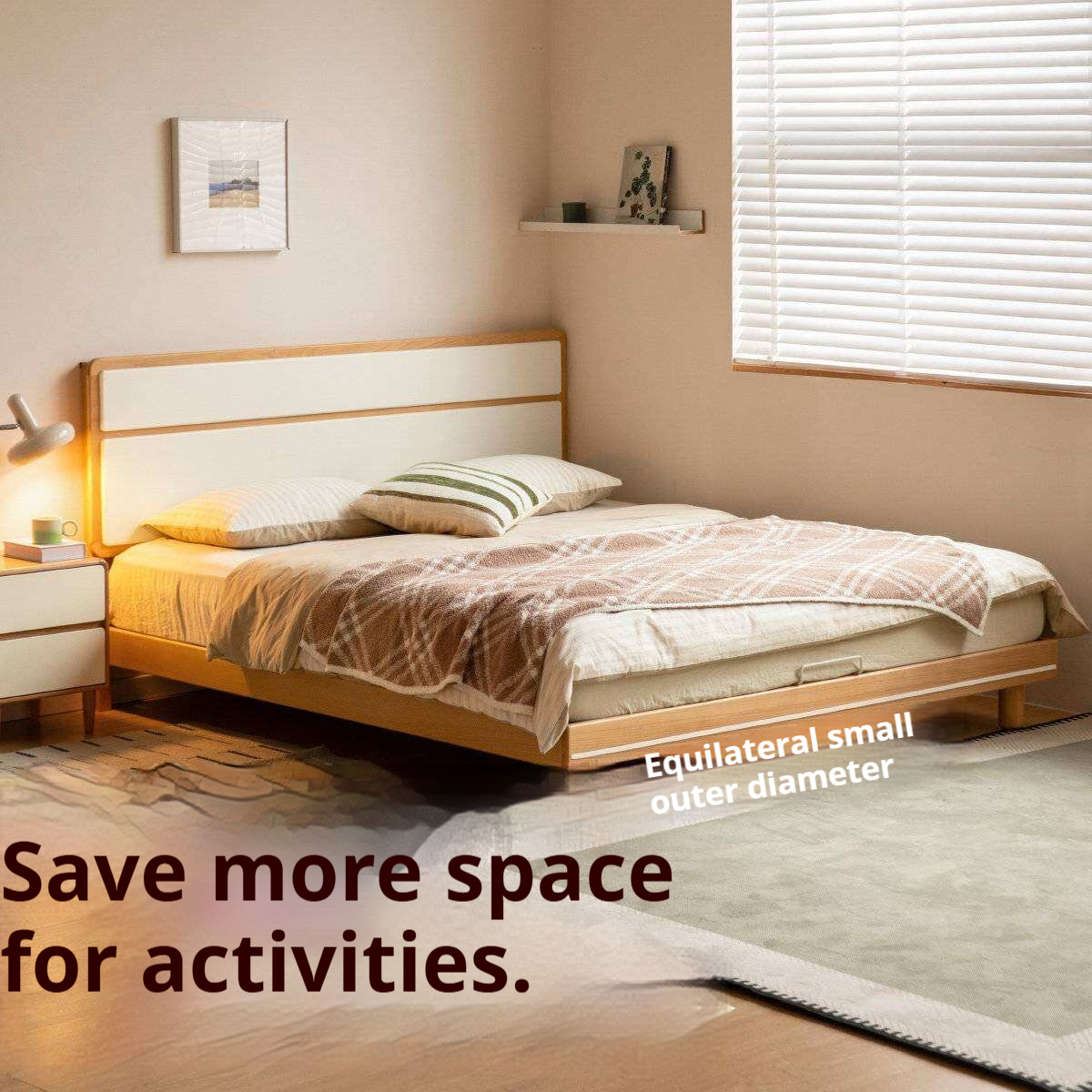 Beech Solid Wood Modern Simple Large Double Edge Bed