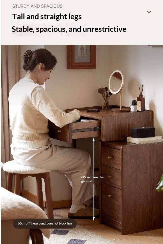 Black Walnut Solid Wood Vanity Table Cabinet Integrated.