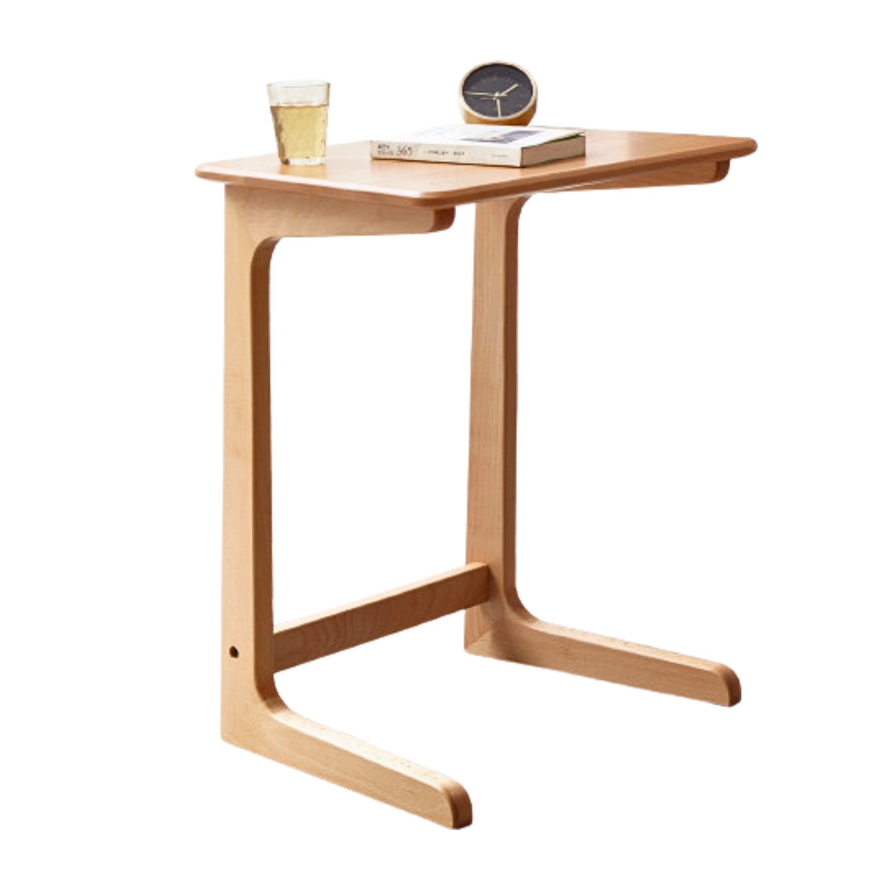 Oak Solid wood C-shaped side table-