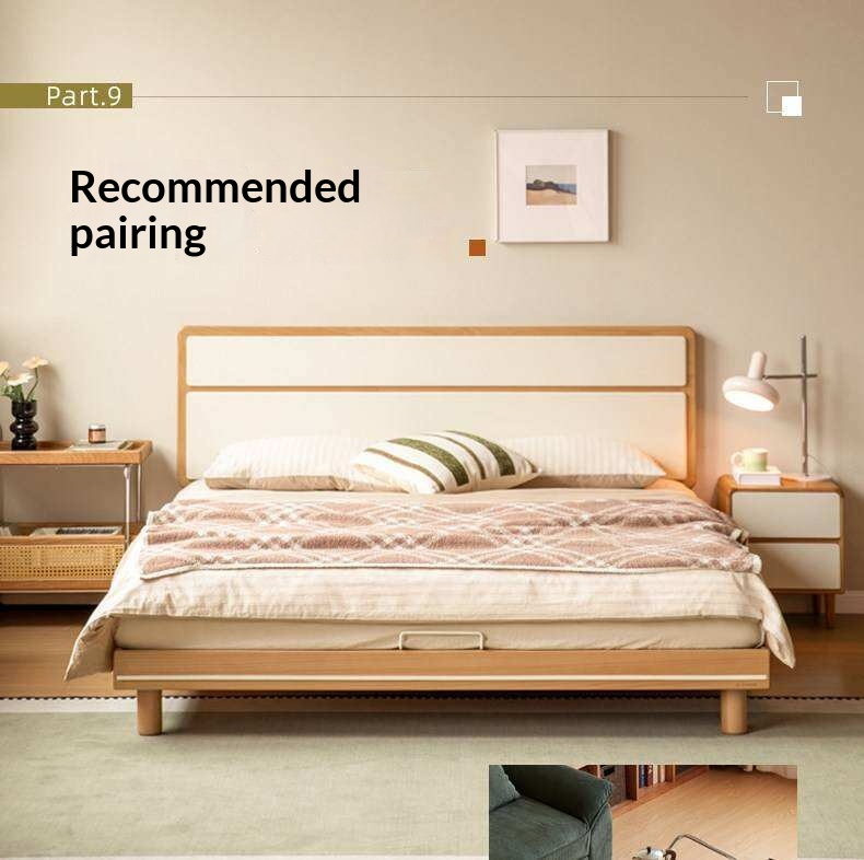 Beech Solid Wood Modern Simple Large Double Edge Bed