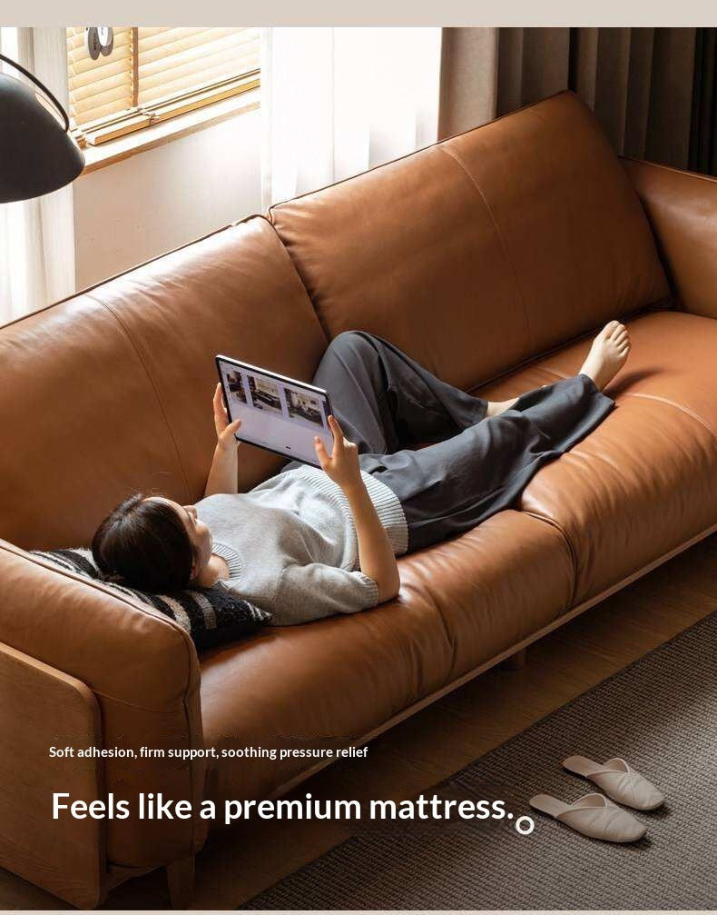 Cherry Wood Contemporary Casual Sofa Genuine Leather, Fabric