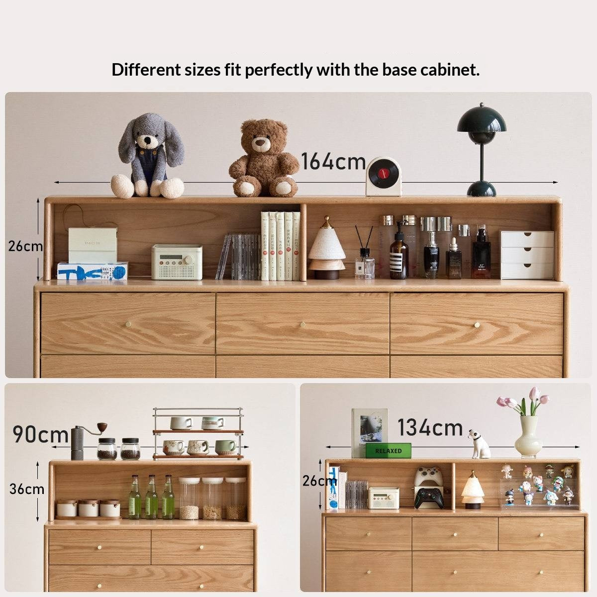 Oak Solid Wood Desktop Storage Rack Hutch Top Organizer