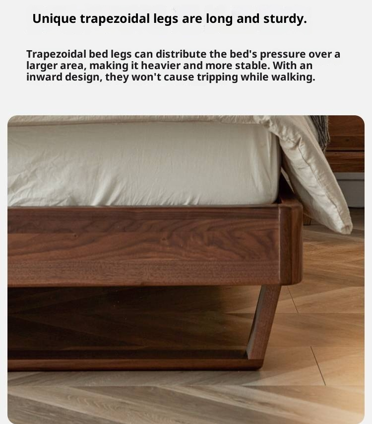 Black Walnut Solid Wood suspended bed with Ambient LED Headboard Lighting