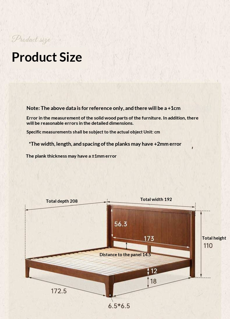 North American Tulipwood Solid Wood Platform Bed with Reeded Headboard