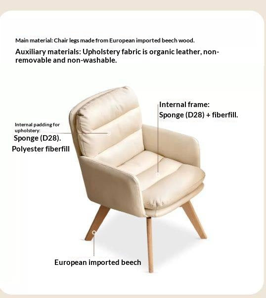 Beech Solid Wood Leather Soft Backrest Chair