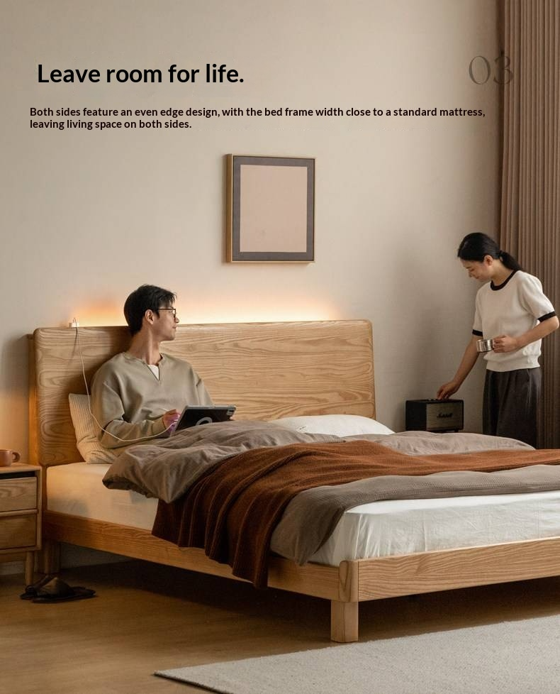 Ash, Beech Solid Wood Modern Simple Luminous Bed