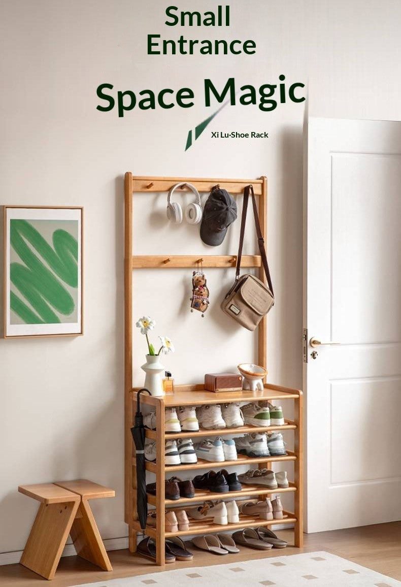 Solid RubberWood Multi-Tiered Shoe Rack For Shoes, Clothes And Hats