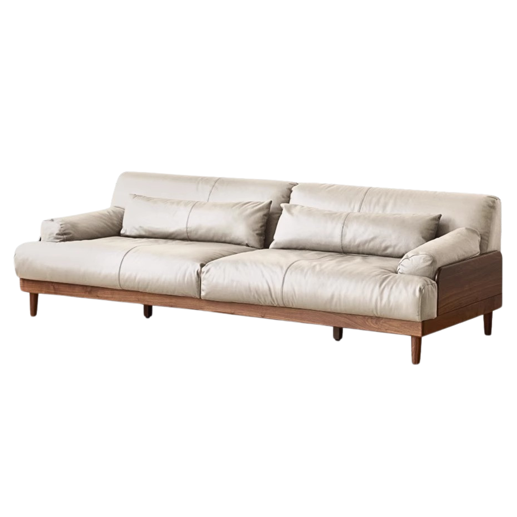 Black walnut solid wood leather down sofa