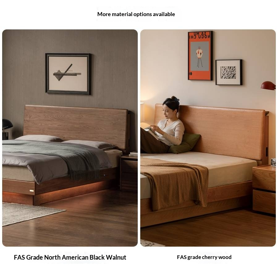 Ash Solid Wood Electric Storage Box Bed — Modern Minimalist Design