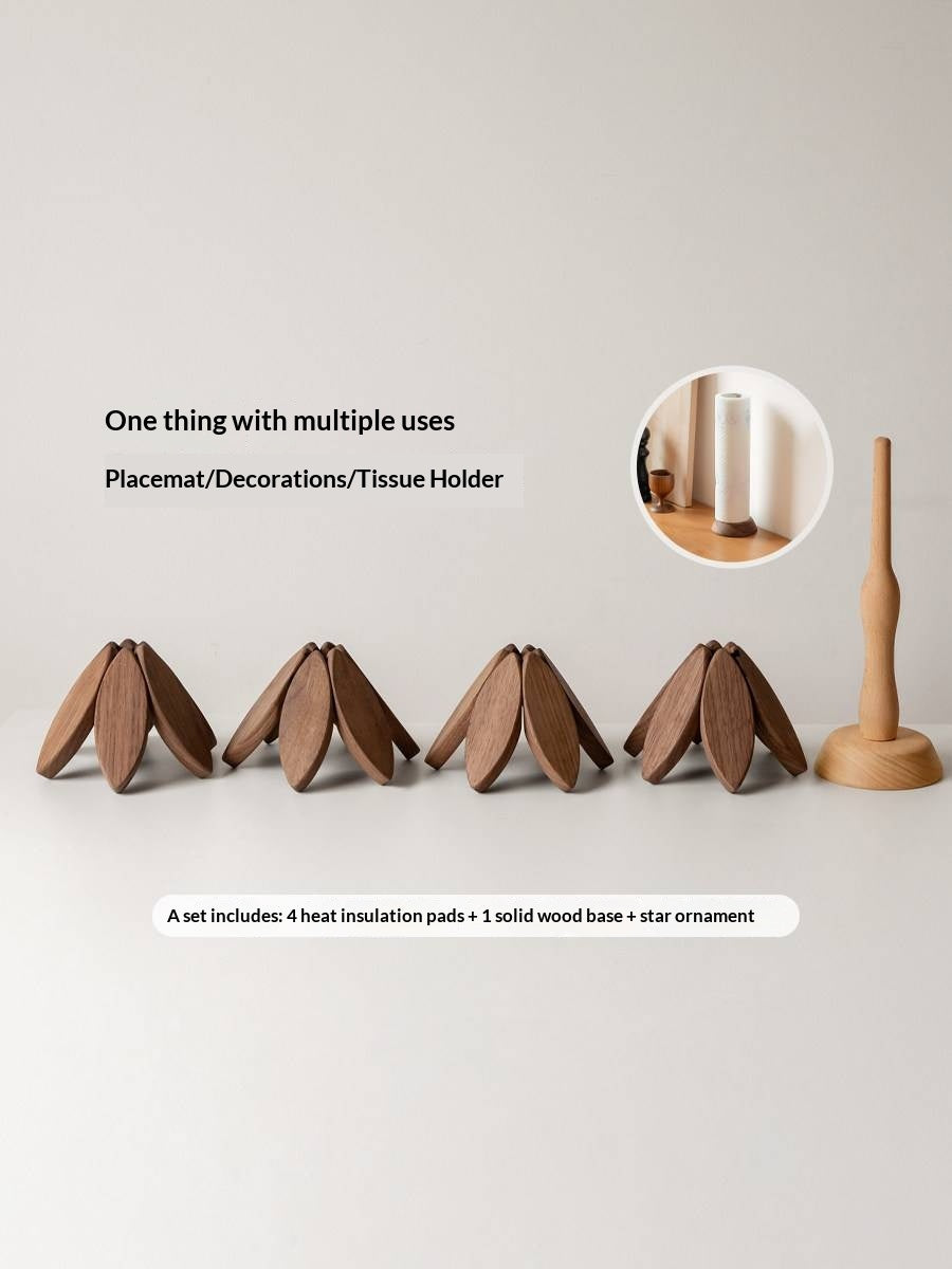 Black Walnut, Beech, Ebony Solid Wood Anti-Scalding Kitchen Mat with Heat Insulation