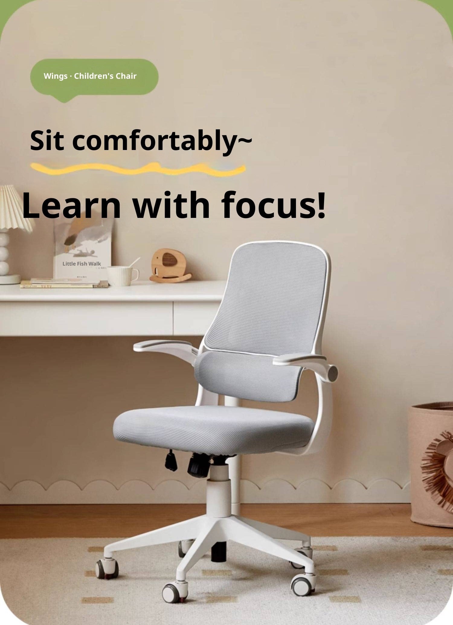 Children's Study Chair With Adjustable Backrest And Lifting Mechanism