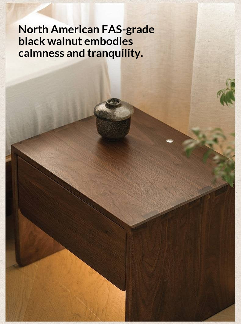 Black Walnut, Ash Solid Wood Simple Modern Nightstand