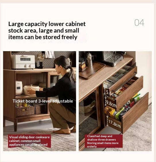 Black Walnut Solid Wood Italian-Style Sideboard – Sleek Buffet Cabinet