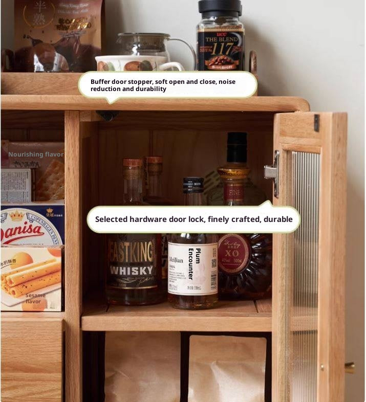 Oak, Beech Solid Wood, Solid Rubberwood Side Cabinet Nordic Style