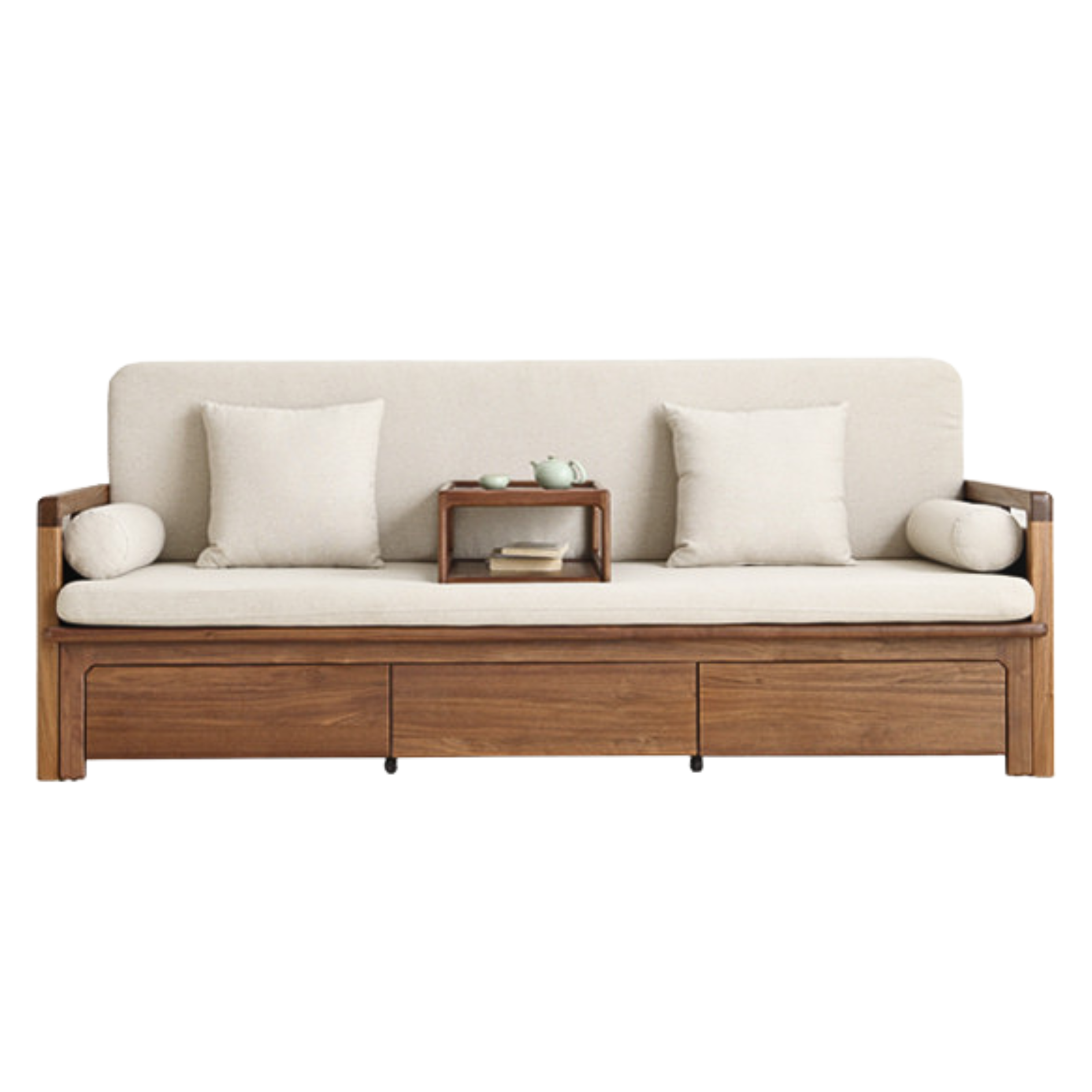 Ash solid wood retractable multifunctional box sofa bed: