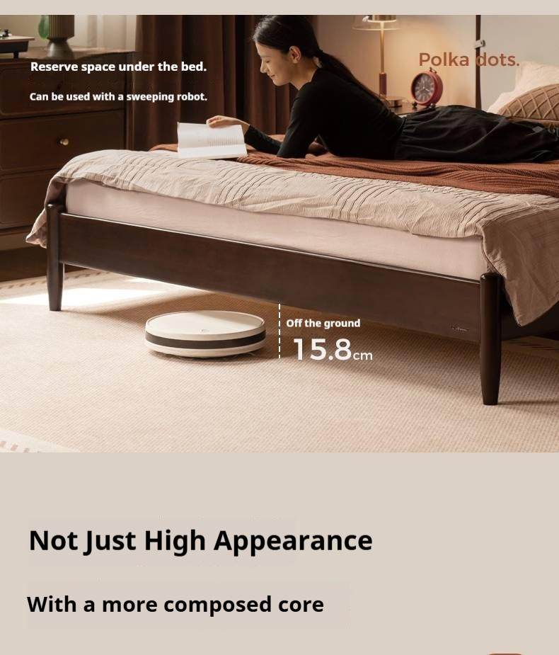 Poplar Solid Wood Genuine Leather Soft Backrest Bed Retro Vintage