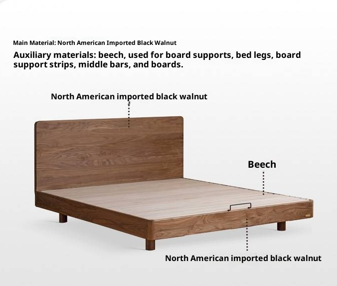 Black Walnut Solid Wood Modern Minimalist Bed