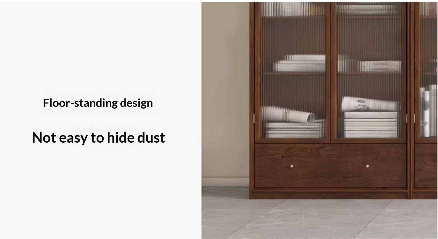 Oak, Ash Solid Wood Dust-Proof Glass Door Wall Floor-to-ceiling Bookshelf