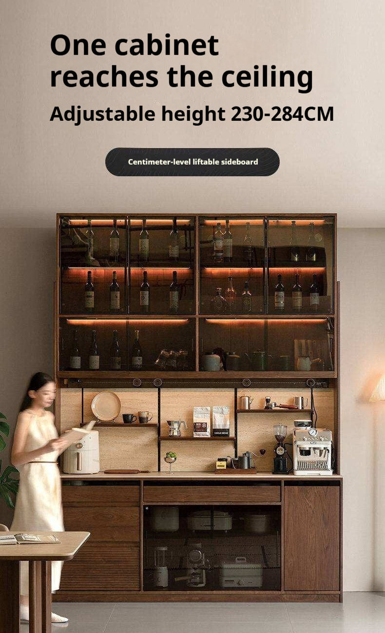 Black Walnut Solid Wood Rock Plate Wine Sideboard