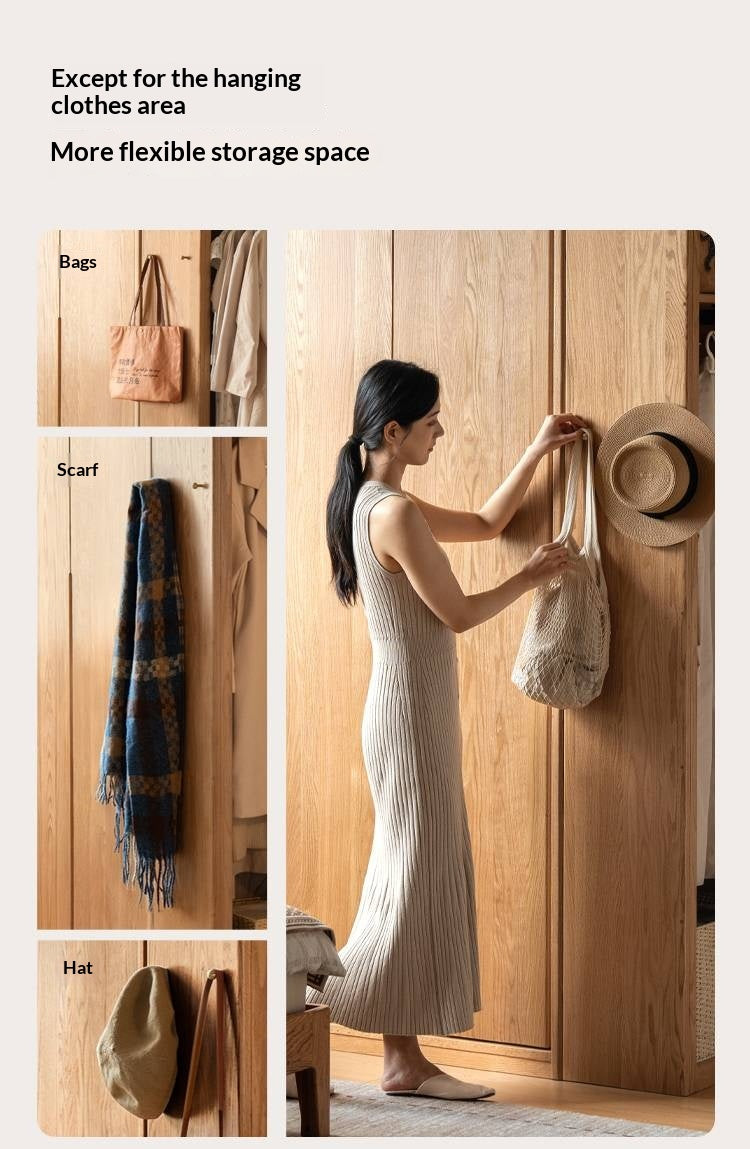 Oak Solid Wood Modern Corner Wardrobe