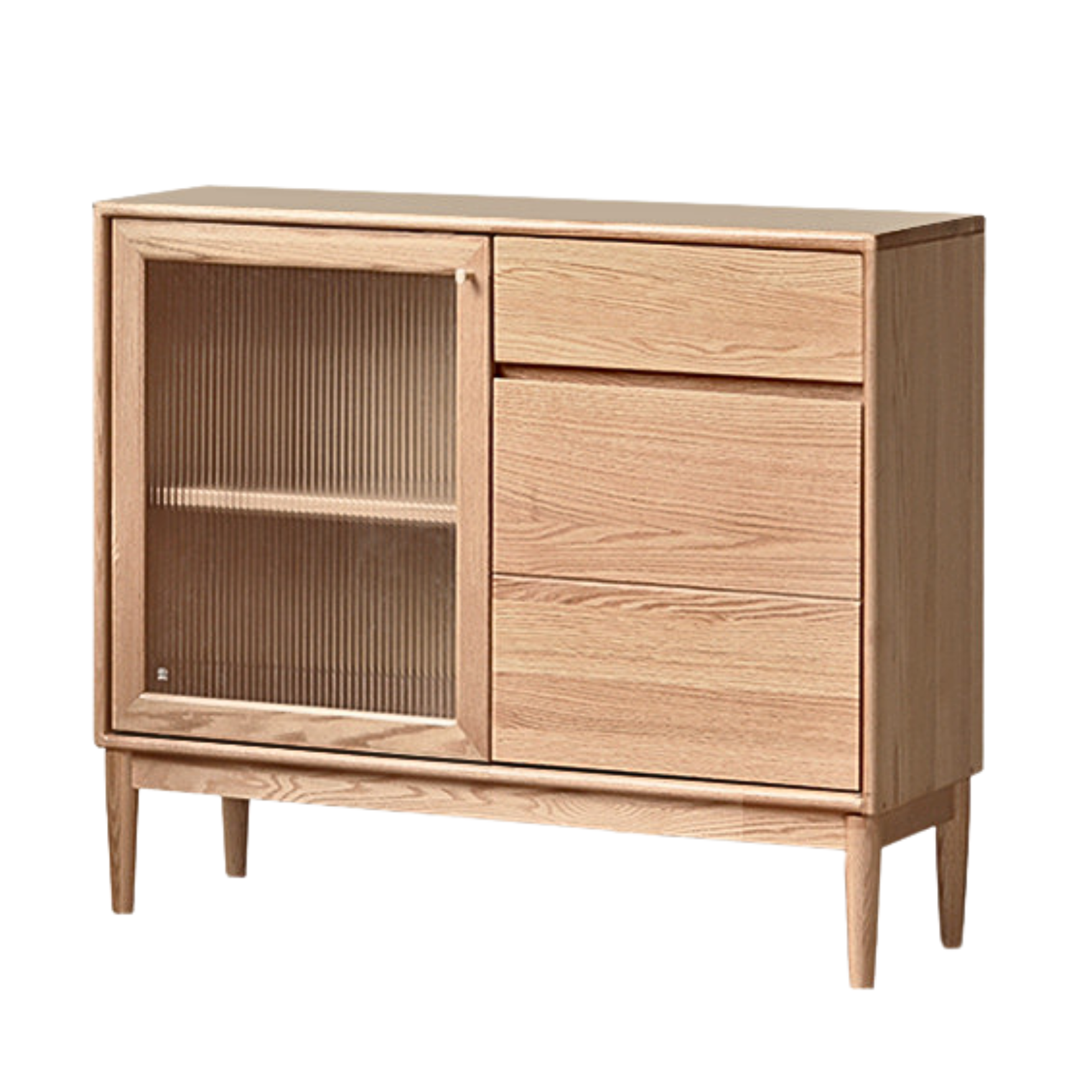 Oak solid wood modern dining sideboard against the wall,