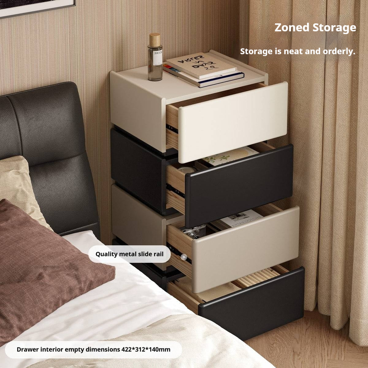 Oak, Ash Solid Wood, Solid RubberWood Light Luxury Side Cabinet