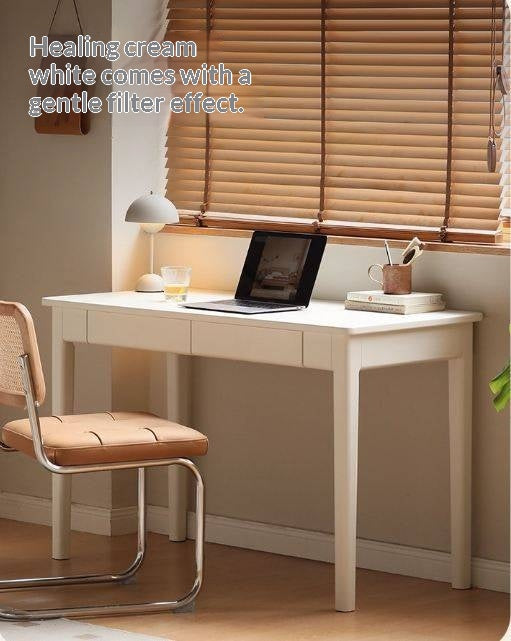 Solid RubberWood Wood Office Desk with Drawer