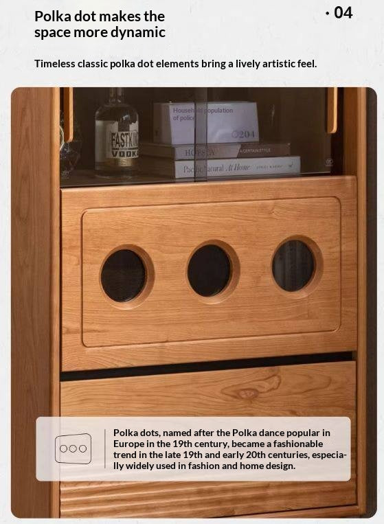 Cherry Solid Wood Retro Storage Side Cabinet.