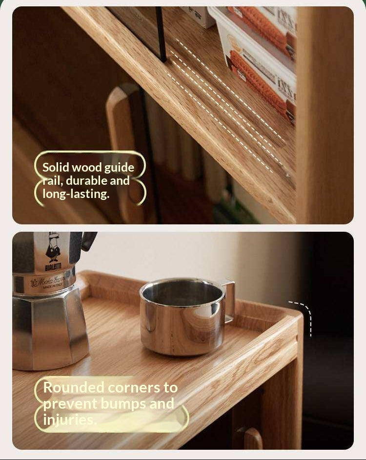 Oak Solid Wood Modern Minimalist Low Bookcase and Storage Cabinet