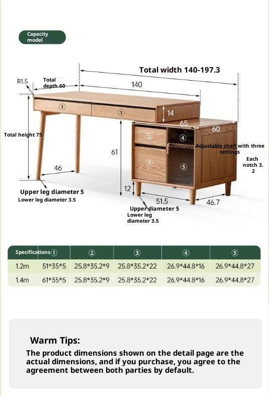 Oak Solid Wood Modern Office Desk