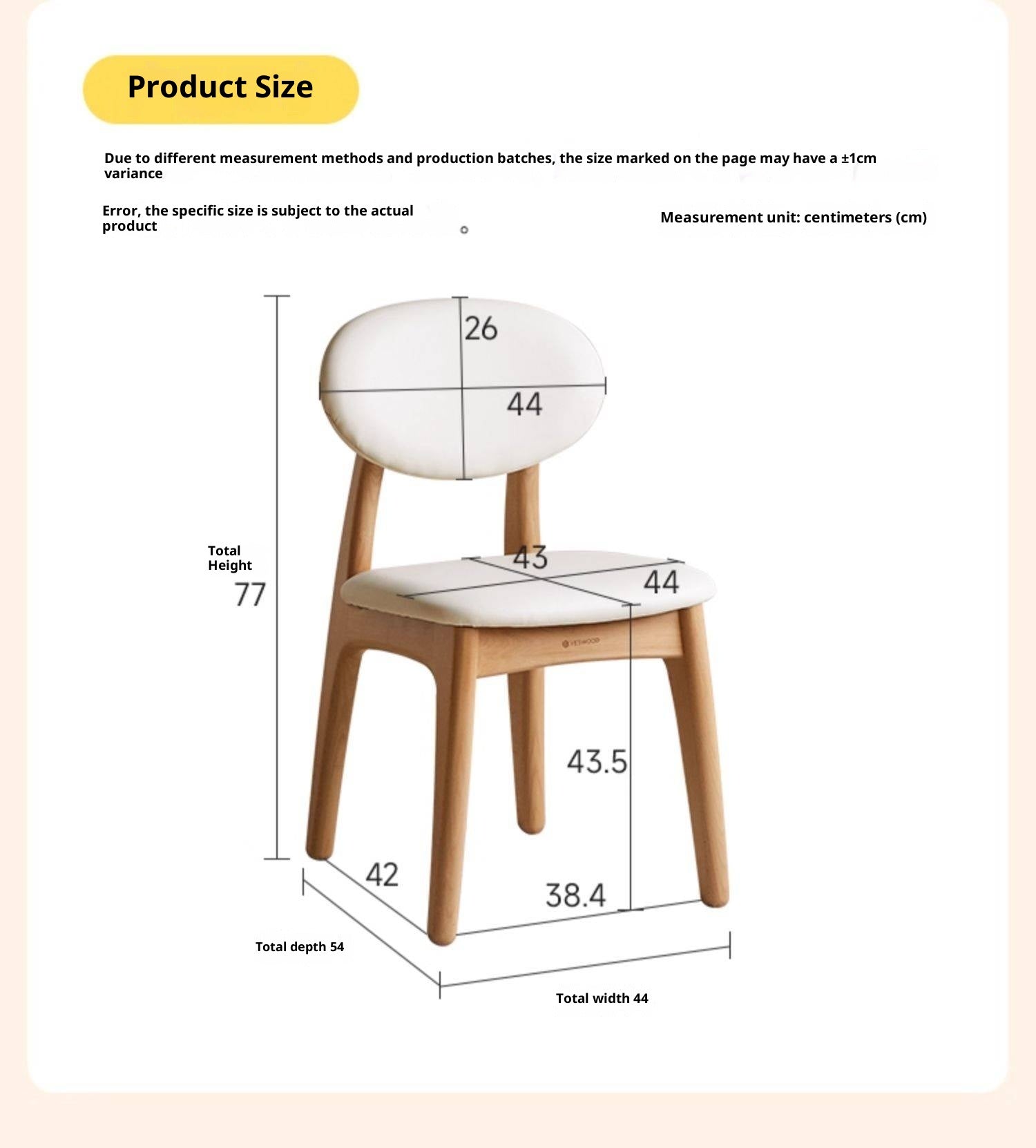 Beech Solid Wood Kids Study Chair with Oval Upholstered Back