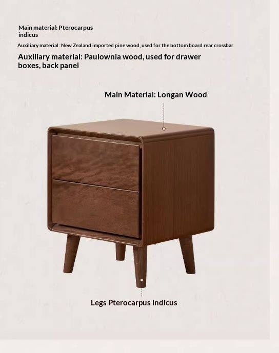 Solid Longan Hardwood Minimalist Style Nightstand