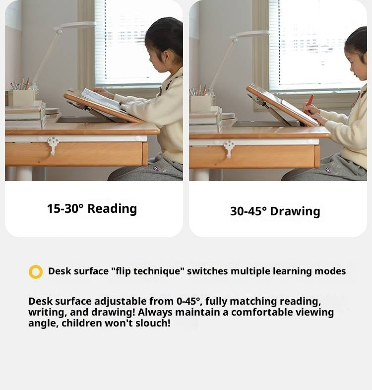 Beech Solid Wood Modern Hand Cranked Children s Writing Desk