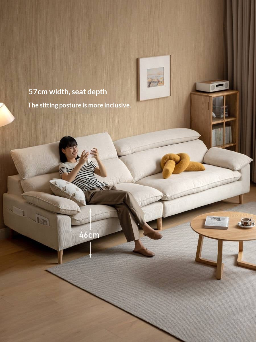 Fabric High Back Straight Sofa Modern.