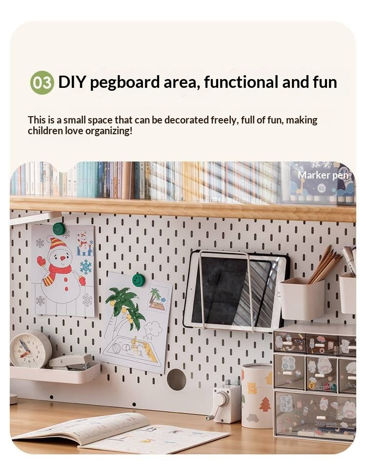 Beech Solid Wood Kids Study Desk Bookshelf Integrated