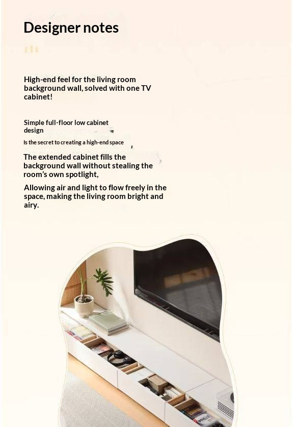 Solid RubberWood Floor Rock Plate TV Cabinet.